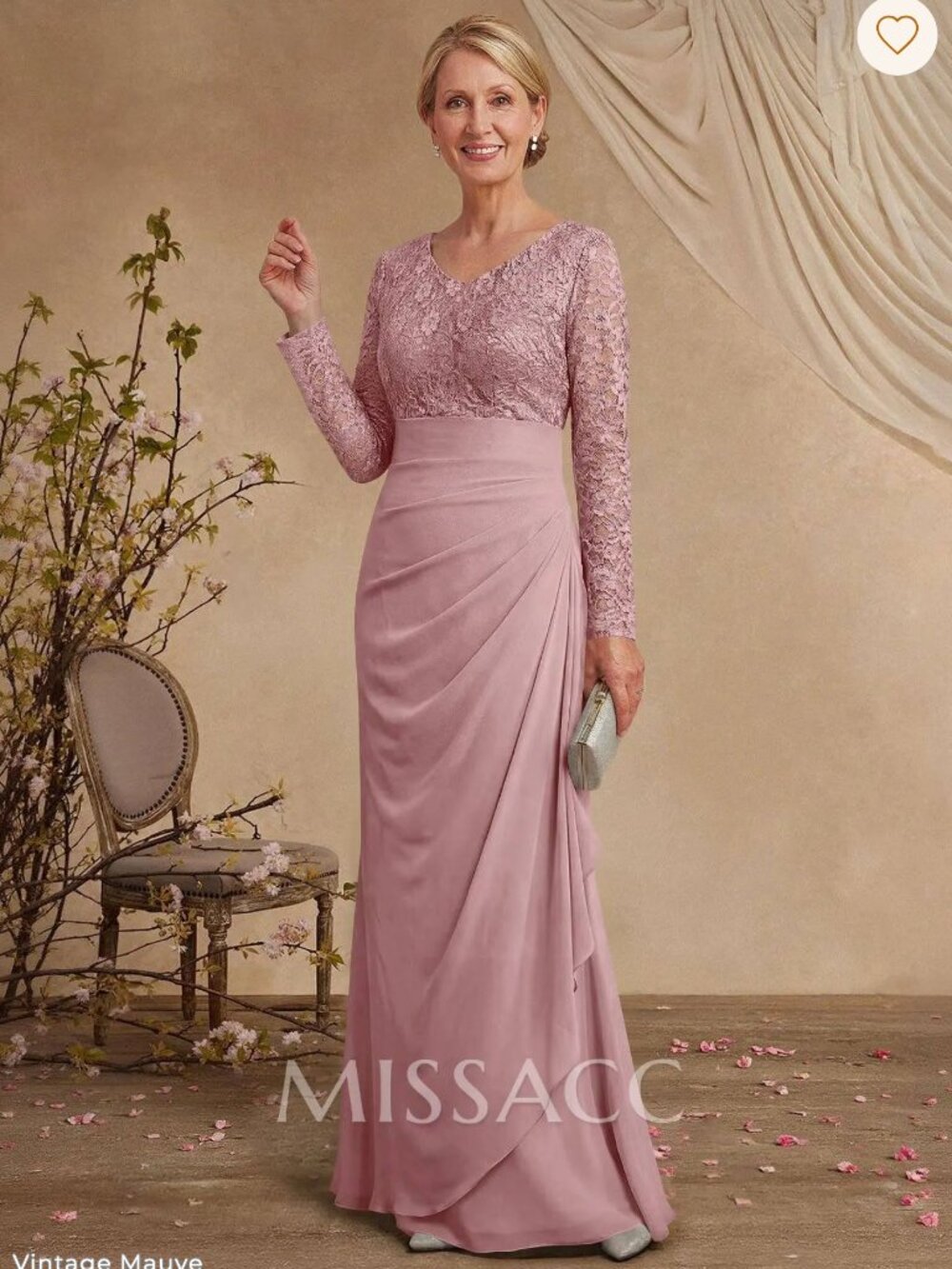 Missac V-Neck Chiffon Mother Of The Bride Dresses With Ruffle/Lace